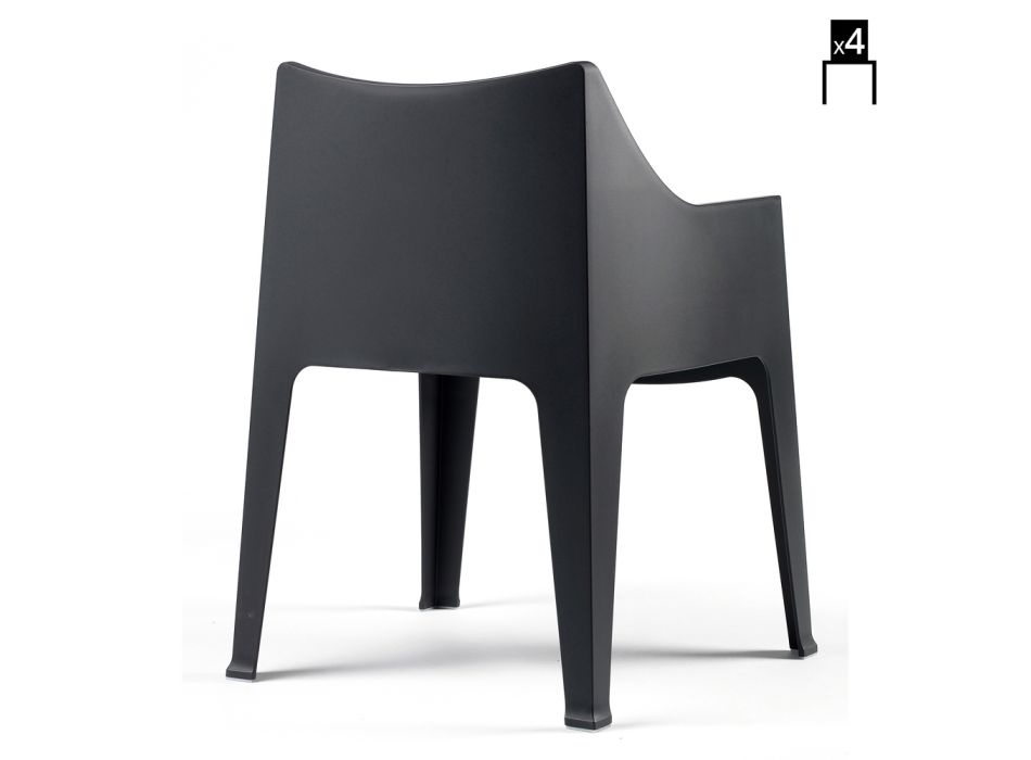 Garden Chair in Colored Technopolymer Made in Italy 4 Pieces - Davida Viadurini