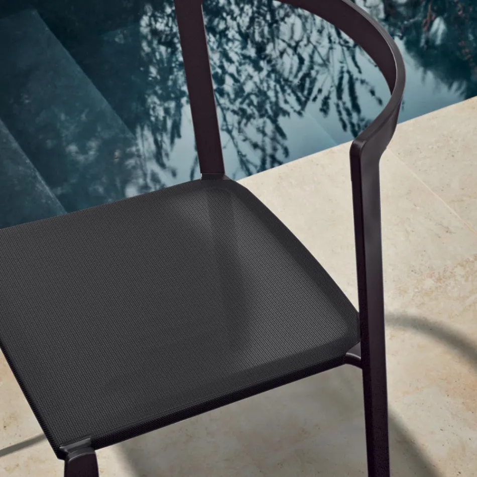 Garden Chair in Textilene and Aluminum Base Made in Italy - Milanka Viadurini