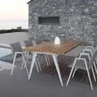 Modern Garden Chair with Armrests in White Aluminum Homemotion - Liliana Viadurini