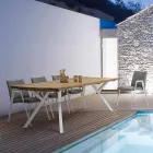 Modern Garden Chair with Armrests in White Aluminum Homemotion - Liliana Viadurini