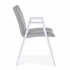 Modern Garden Chair with Armrests in White Aluminum Homemotion - Liliana Viadurini