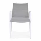 Modern Garden Chair with Armrests in White Aluminum Homemotion - Liliana Viadurini