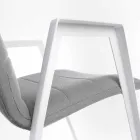 Modern Garden Chair with Armrests in White Aluminum Homemotion - Liliana Viadurini