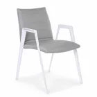 Modern Garden Chair with Armrests in White Aluminum Homemotion - Liliana Viadurini