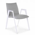 Modern Garden Chair with Armrests in White Aluminum Homemotion - Liliana