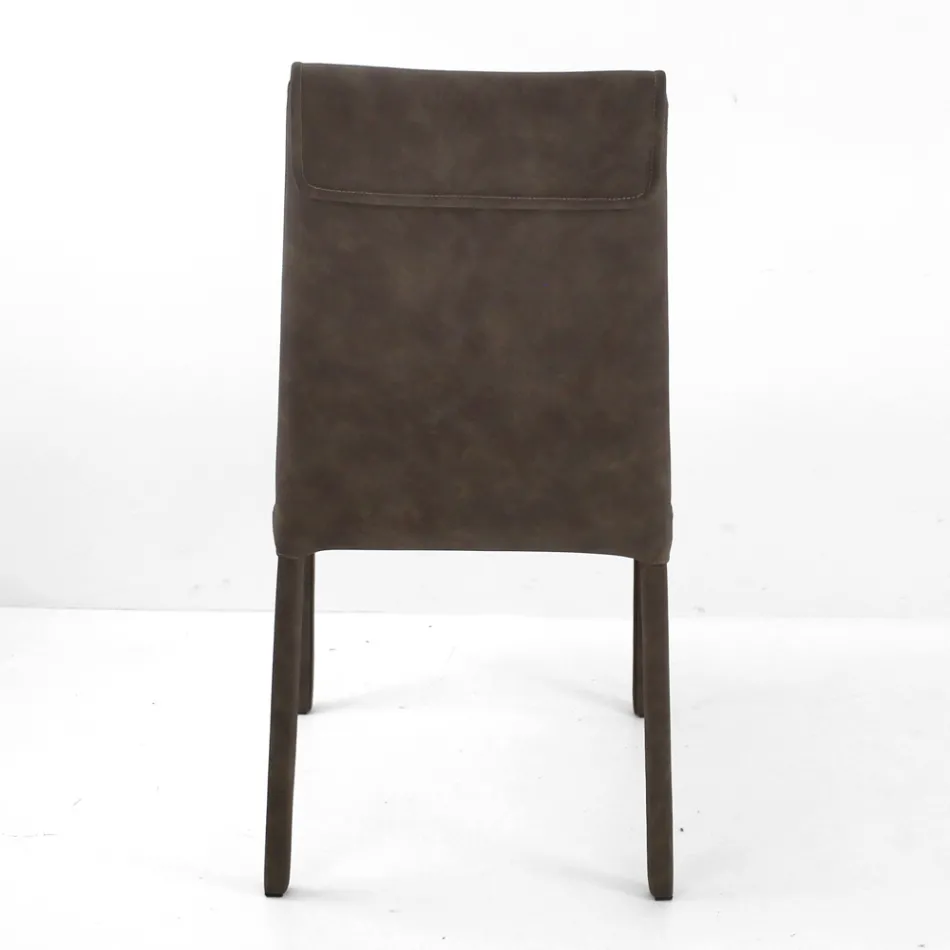 Indoor Chair with High Backrest in Faux Leather Made in Italy - Cleto Viadurini