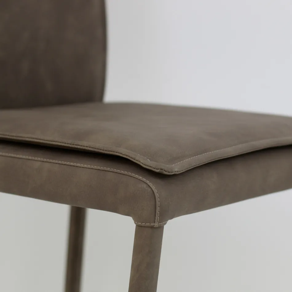 Indoor Chair with High Backrest in Faux Leather Made in Italy - Cleto Viadurini
