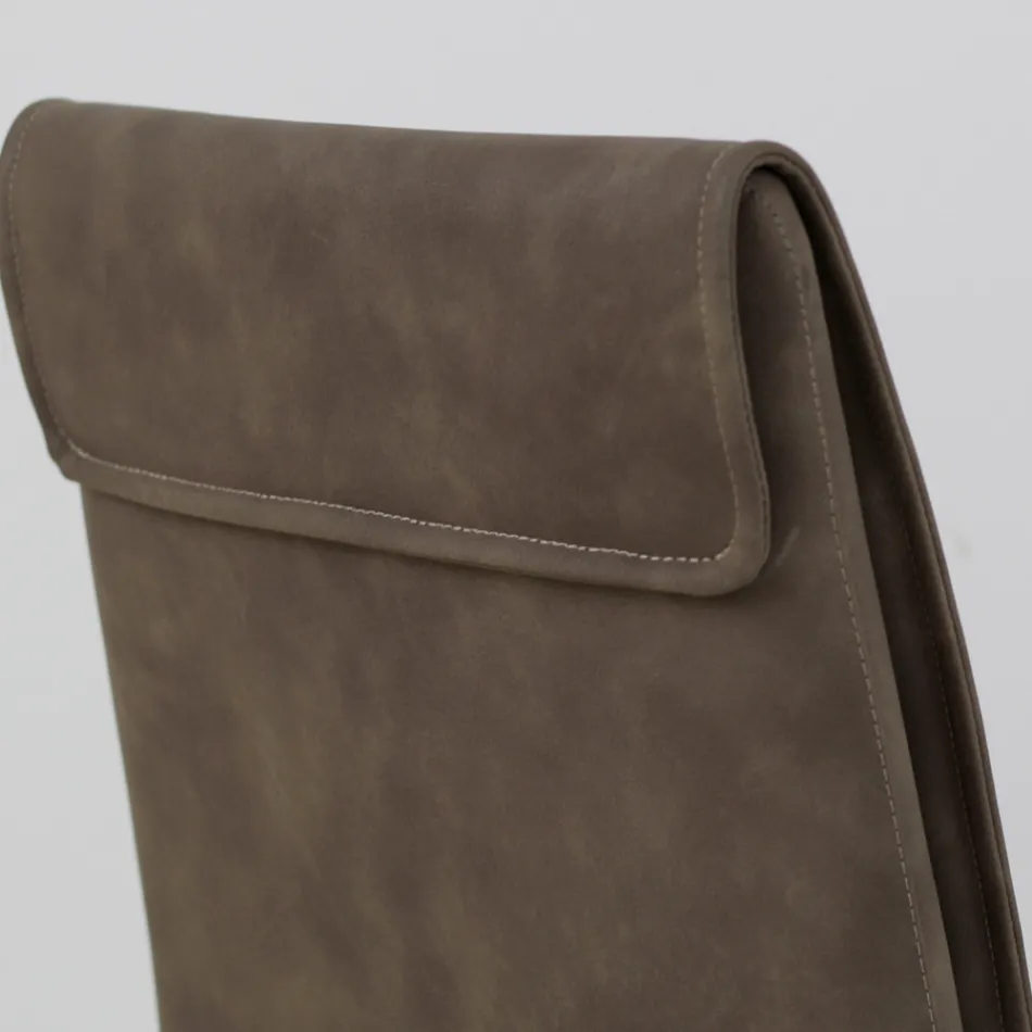 Indoor Chair with High Backrest in Faux Leather Made in Italy - Cleto Viadurini