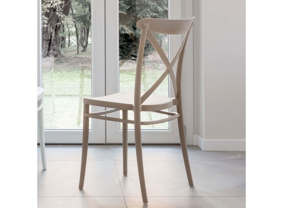 Indoor and Outdoor Stackable Chair in Reinforced Resin with Fiberglass - Naira Viadurini
