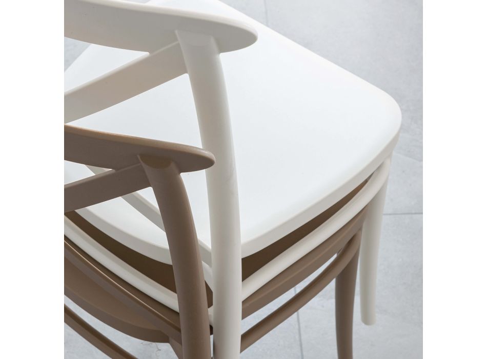 Indoor and Outdoor Stackable Chair in Reinforced Resin with Fiberglass - Naira Viadurini