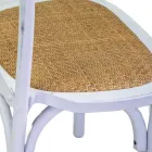 Stackable Indoor Chair in Birch Wood and Rattan Seat - Barriera Viadurini