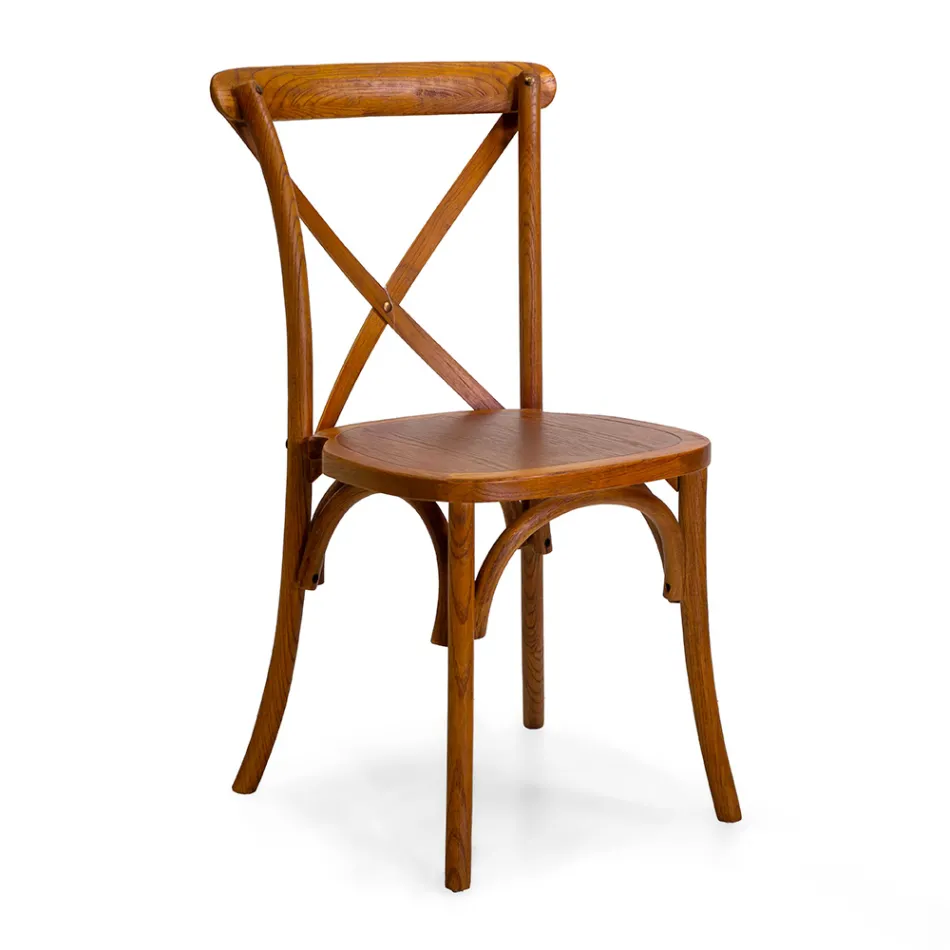 Stackable Indoor Chair in Elm Wood - Barriera Viadurini