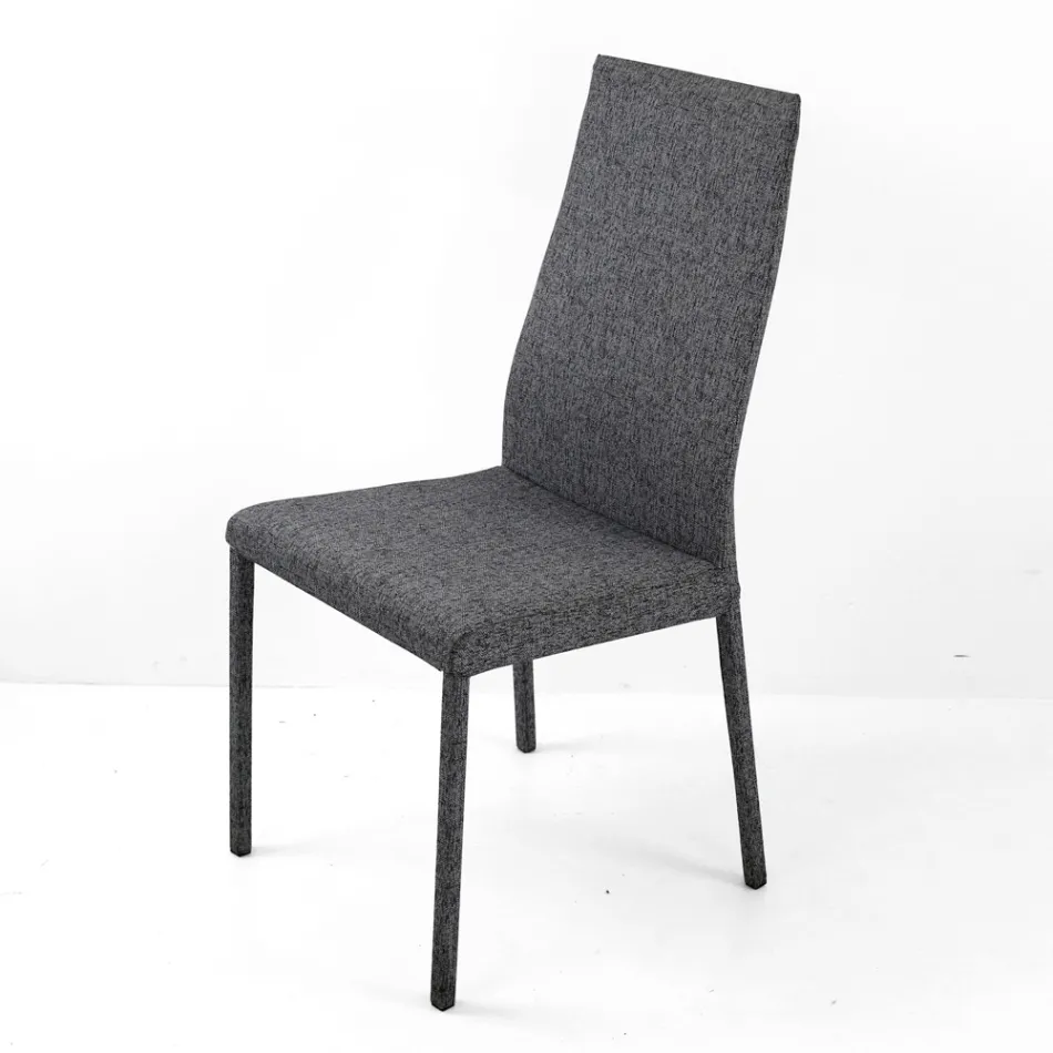 Dining Chair Fully Upholstered in Fabric Made in Italy - Roslin Viadurini