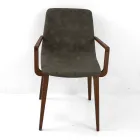 Dining Chair with Armrests in Ash Wood Made in Italy - Betsy Viadurini