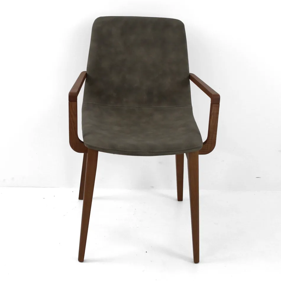 Dining Chair with Armrests in Ash Wood Made in Italy - Betsy Viadurini