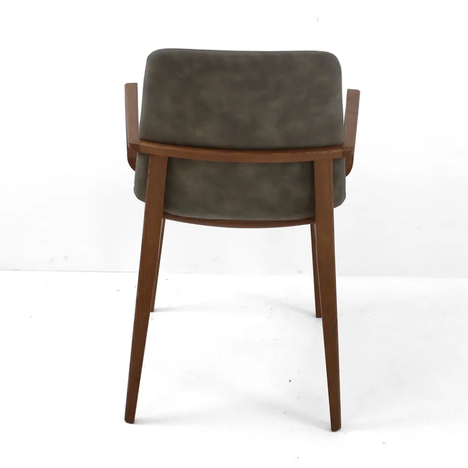 Dining Chair with Armrests in Ash Wood Made in Italy - Betsy Viadurini