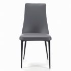 Dining Chair with Black Steel Legs and Upholstered Seat Made in Italy - Venice Viadurini