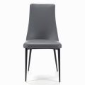 Dining Chair with Black Steel Legs and Upholstered Seat Made in Italy - Venice