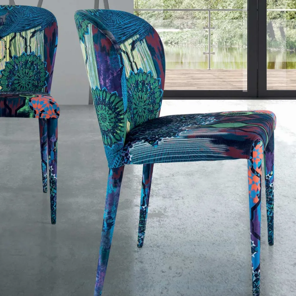 Dining Chair with Seat and Upholstered Legs Made in Italy - Verona Viadurini