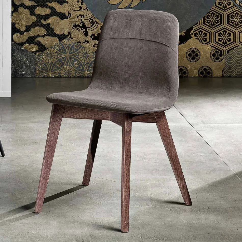 Dining Chair with Fabric Seat and Ash Structure - Aisha Viadurini