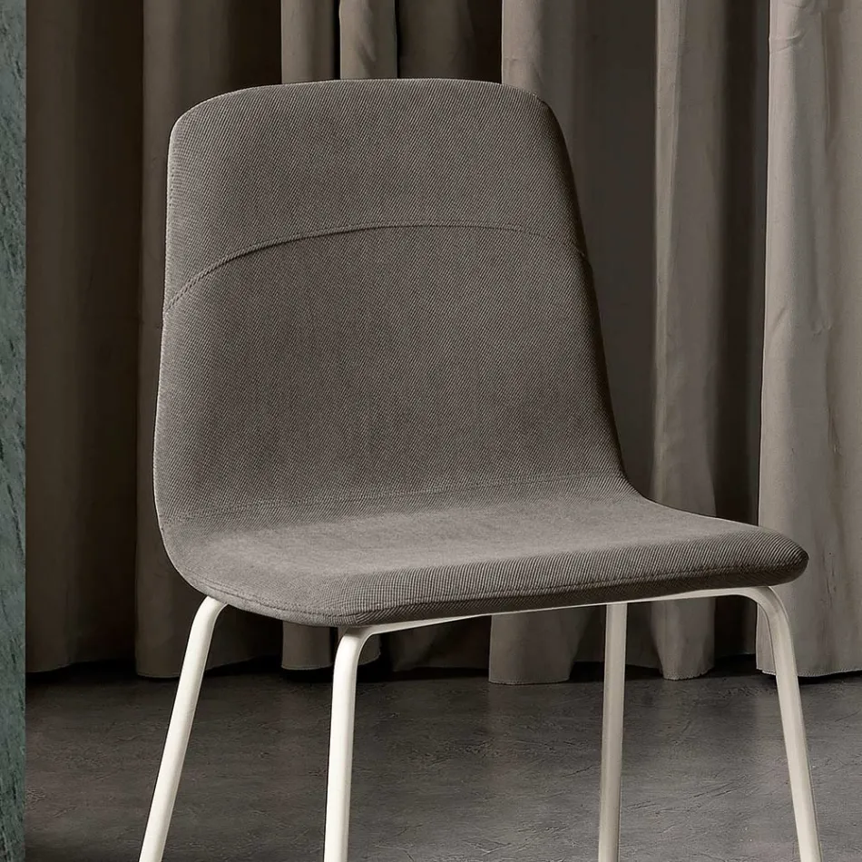 Dining Chair with Fabric Seat and Metal Structure - Aisha Viadurini