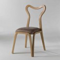 Modern design dining chair Carol in leather and wood, 41x46 cm