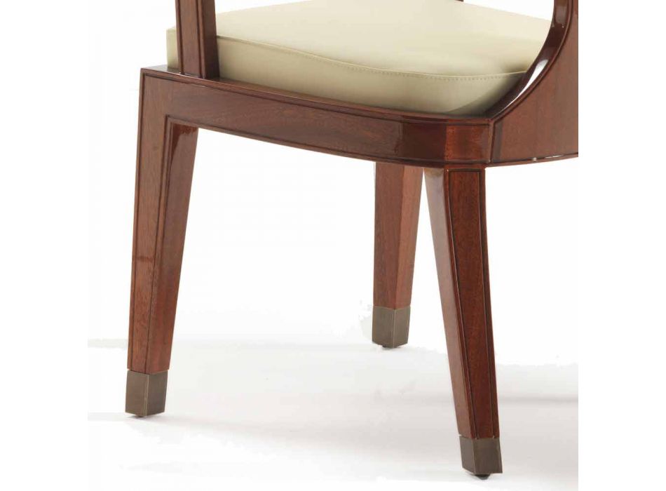 Design upholstered dining chair in smooth wood, L51xP53cm, Nicole Viadurini
