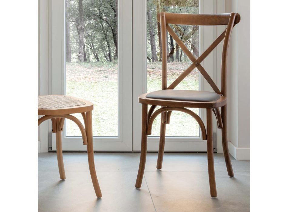 Dining Chair in European Beech in Different Finishes - Inay Viadurini