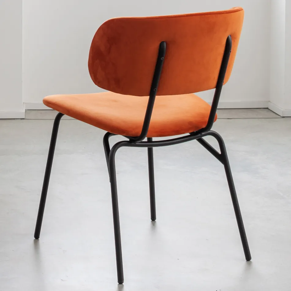 Dining Chair in Metal and Stain-Resistant Velvet, 2 Pieces - Valnerina Viadurini