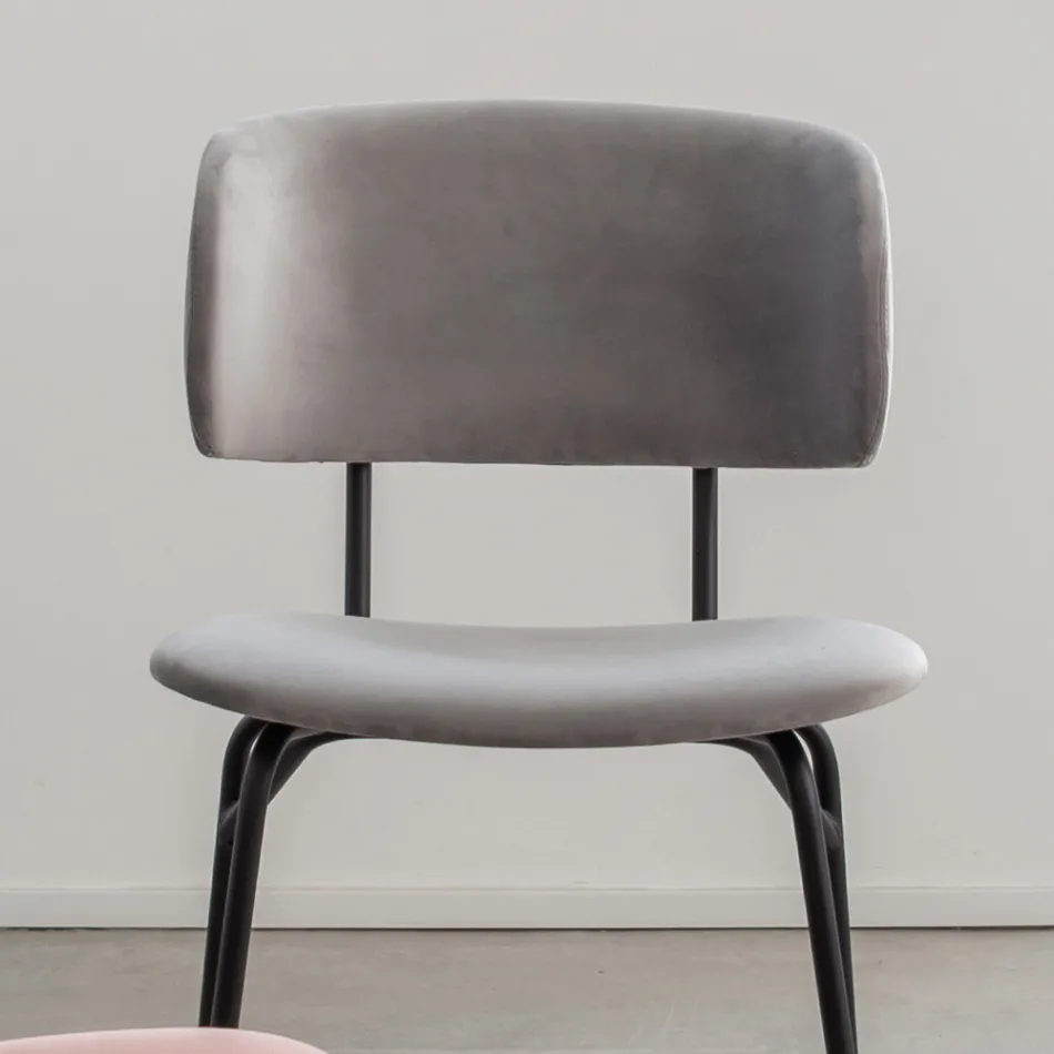 Dining Chair in Metal and Stain-Resistant Velvet, 2 Pieces - Valnerina Viadurini