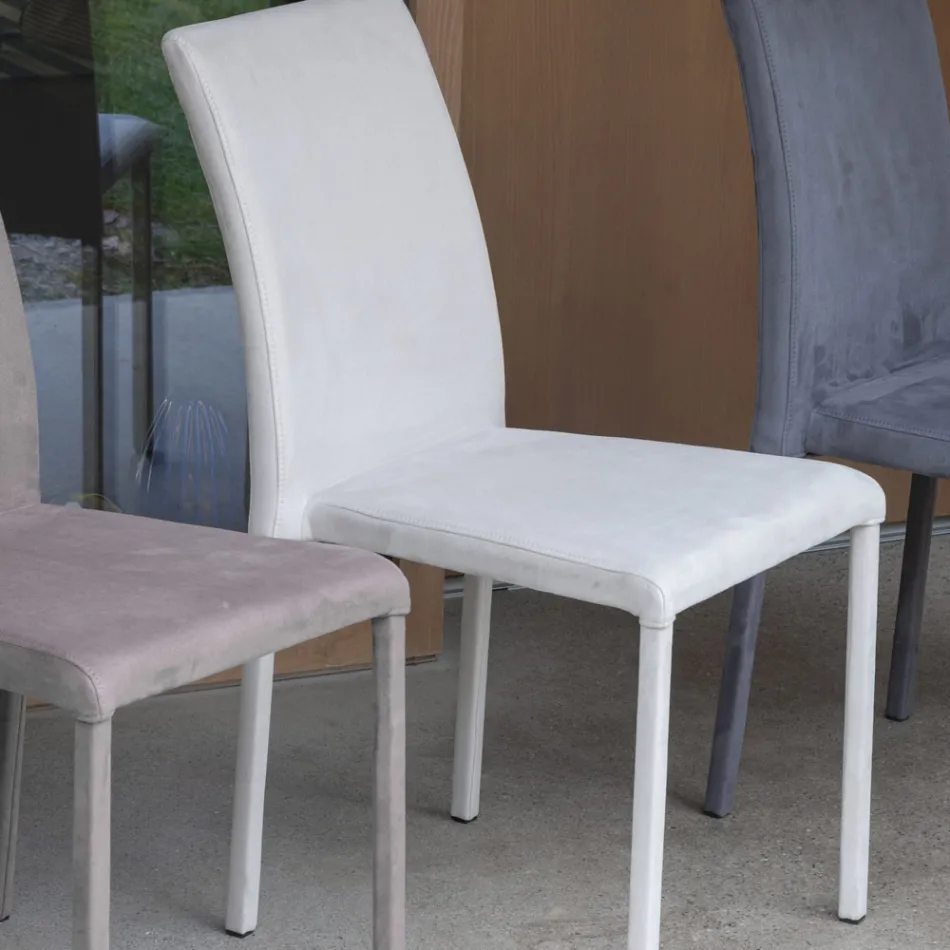 Metal Dining Chair Covered in Colored Econabuk, 4 Pieces - Anita Viadurini