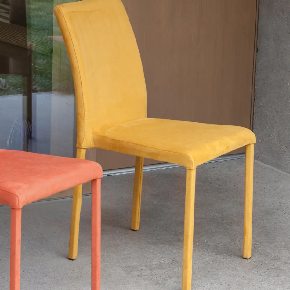 Metal Dining Chair Covered in Colored Econabuk, 4 Pieces - Anita Viadurini
