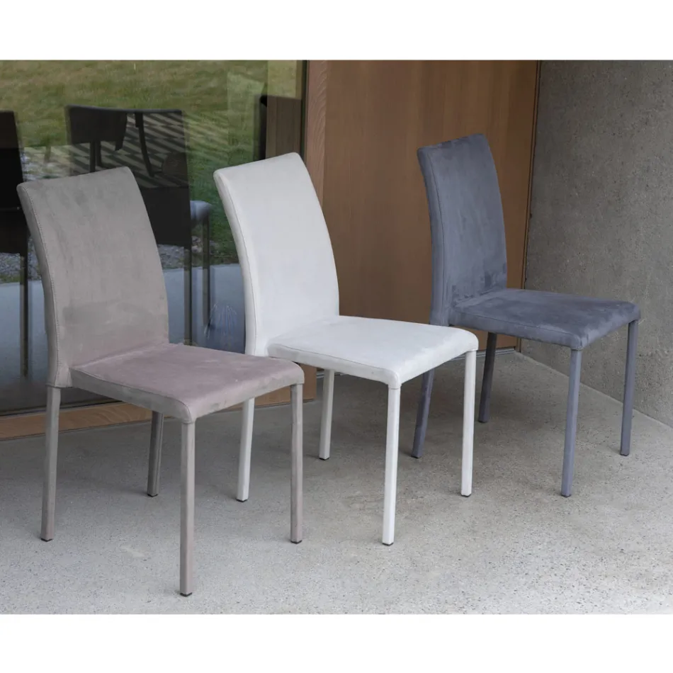 Metal Dining Chair Covered in Colored Econabuk, 4 Pieces - Anita Viadurini