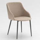 Metal Dining Chair Covered in Microfiber Made in Italy - Suzanne Viadurini