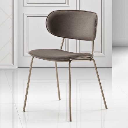 Dining Chair in Fabric of 2 Different Finishes Made in Italy - Sanemi Viadurini