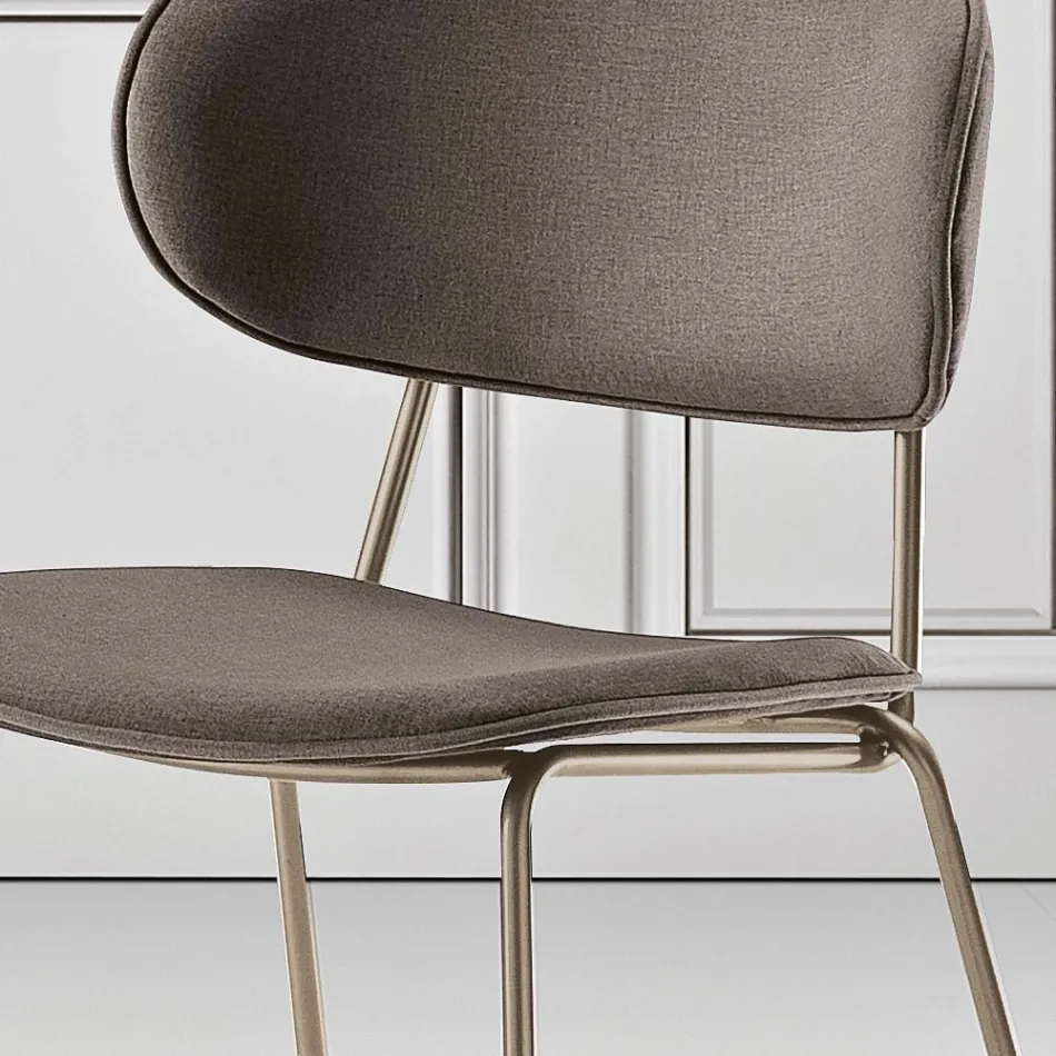 Dining Chair in Fabric of 2 Different Finishes Made in Italy - Sanemi Viadurini