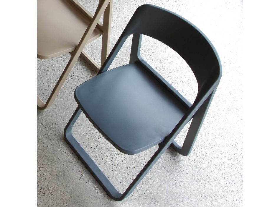 Folding Dining Chair in Colored Polypropylene, 4 Pieces - Eliana Viadurini