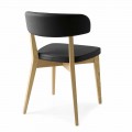 Dining Room Chair in Wood and Fabric or Faux Leather Made in Italy - Siren