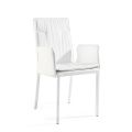 Living Room Chair with Armrests in White Leather Made in Italy - Casetta