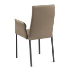 Living Room Chair with Armrests in Ash Color Leather Made in Italy - Garden Viadurini