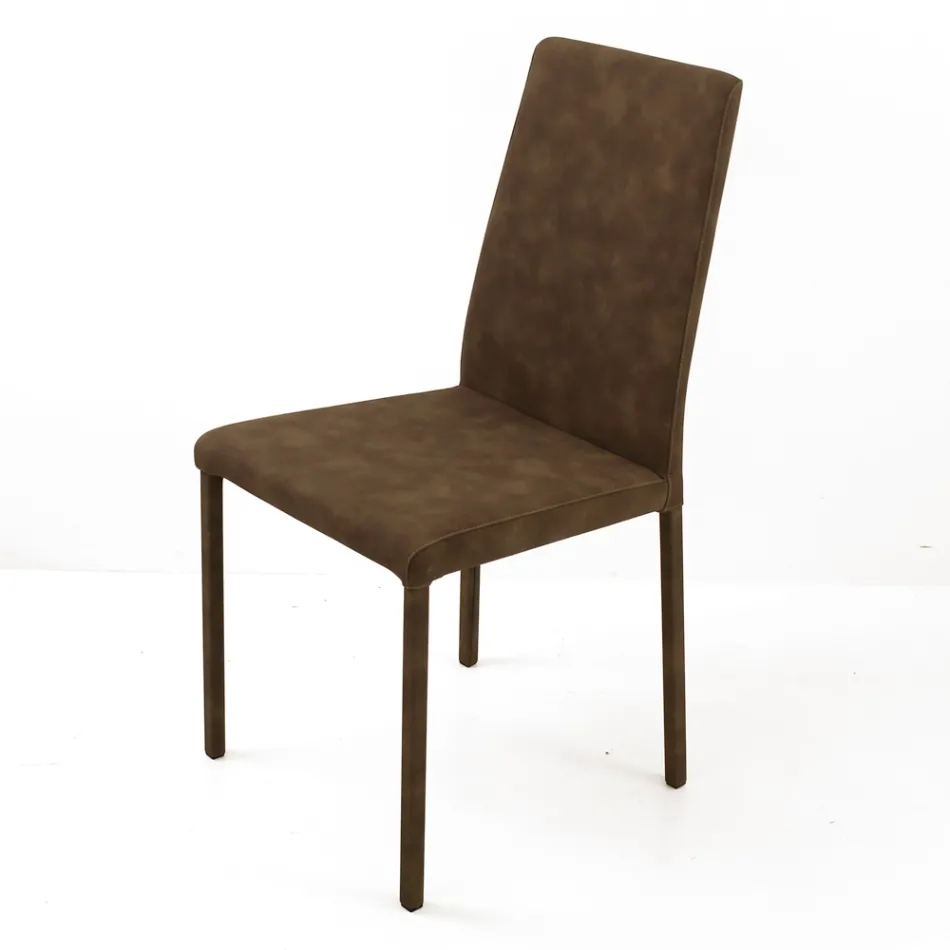 Living Room Chair with High Back in Faux Leather Made in Italy - Orietta Viadurini
