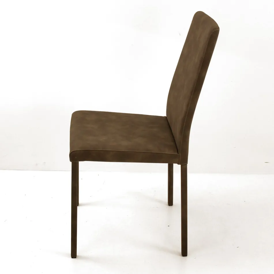 Living Room Chair with High Back in Faux Leather Made in Italy - Orietta Viadurini