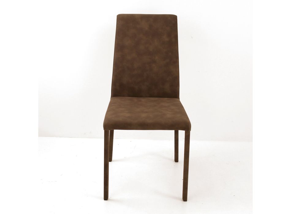 Living Room Chair with High Back in Faux Leather Made in Italy - Orietta Viadurini
