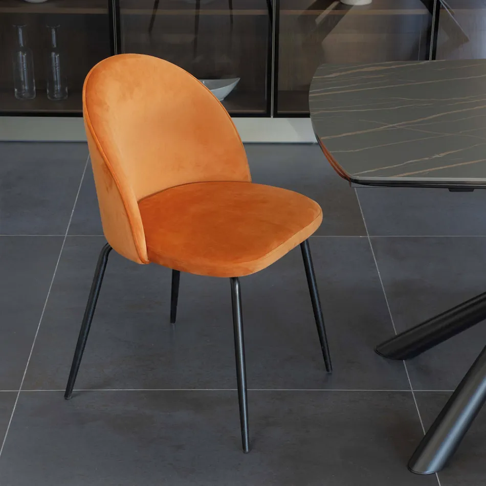 Living Room Chair with Seat and Legs in Different Finishes - Chandra Viadurini