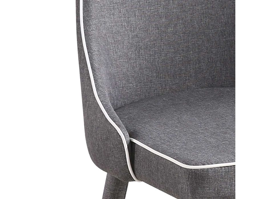 Upholstered and Upholstered Living Room Chair in Gray Fabric 4 Pieces - Padua Viadurini