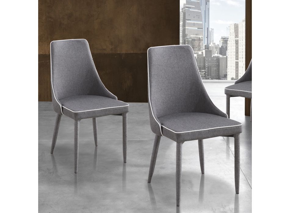 Upholstered and Upholstered Living Room Chair in Gray Fabric 4 Pieces - Padua Viadurini