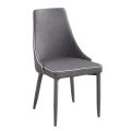 Padded Living Room Chair Upholstered in Gray Fabric 4 Pieces - Padua