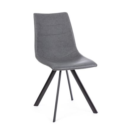 Living Room Chair in Steel and Ecoleather Modern Design 4 Pieces - Giugia Viadurini