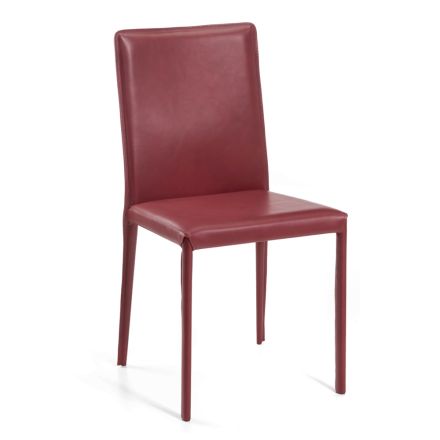 Living Room Chair in Full Grain Leather Wine Made in Italy - Ride Viadurini