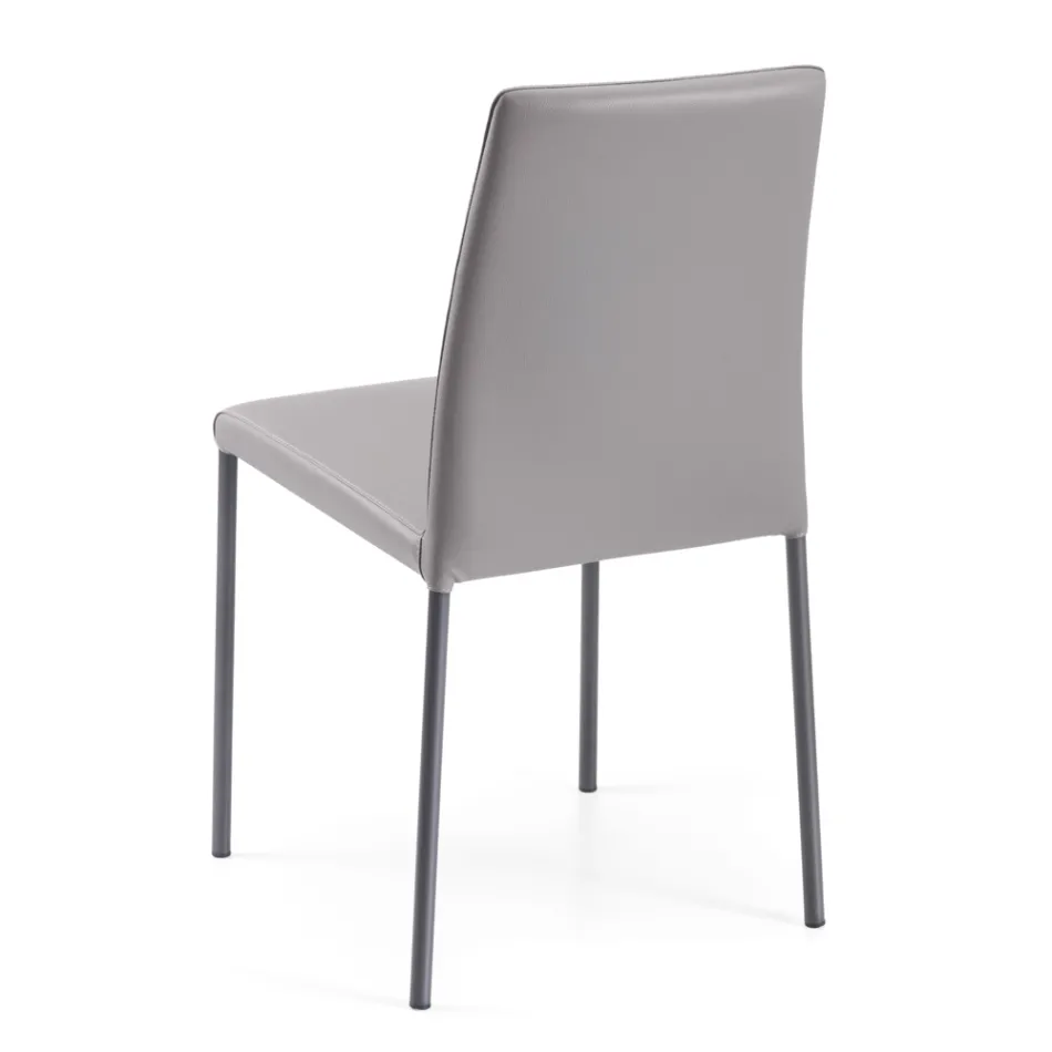 Living Room Chair in Eco-Leather and Steel Made in Italy - Cucciolo Viadurini